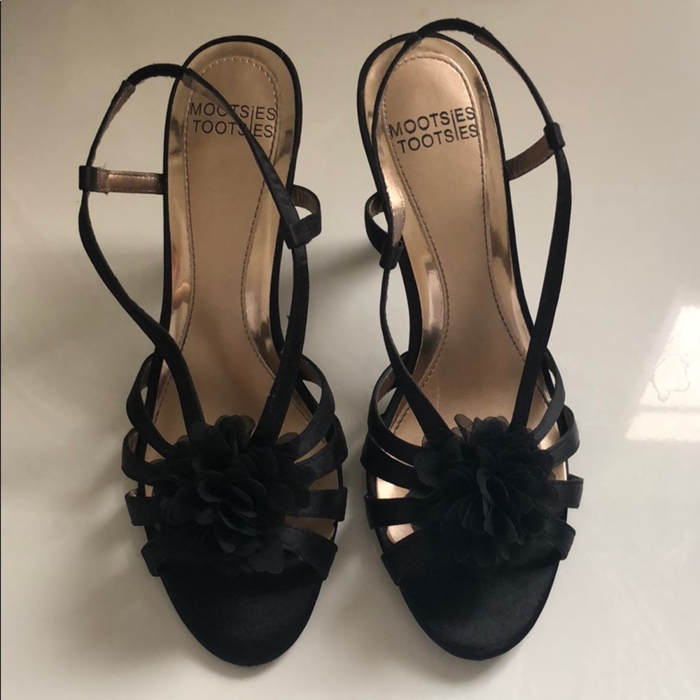 Black Flower petal heels